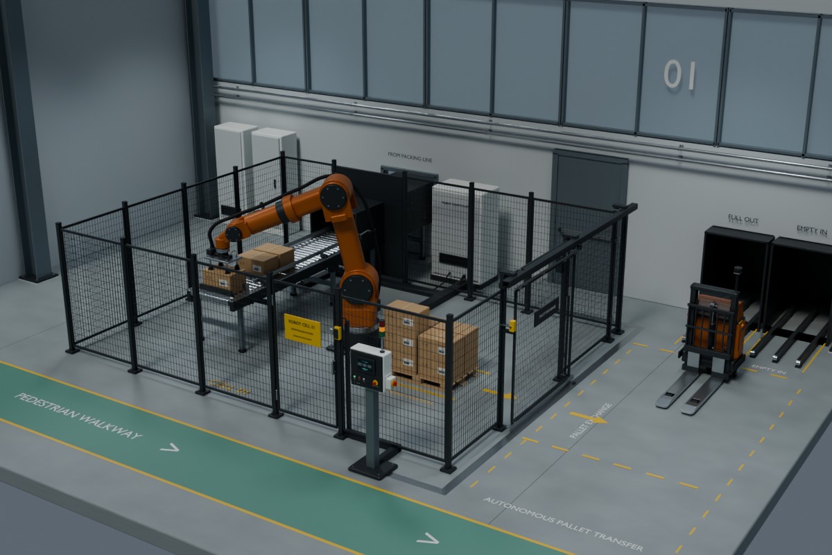 Robot Cell 01: explore an automated factory cycle in 3D